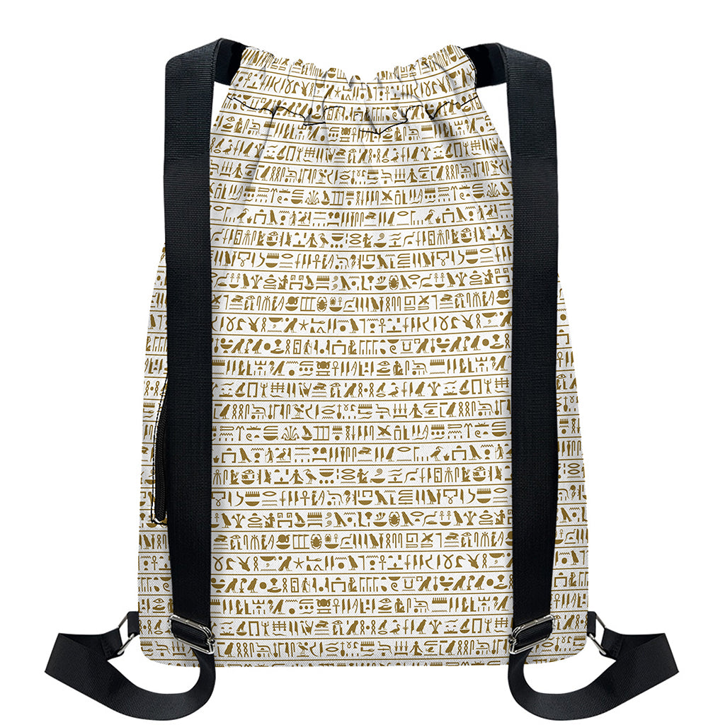 Egypt Hieroglyphs Pattern Print Drawstring Backpack