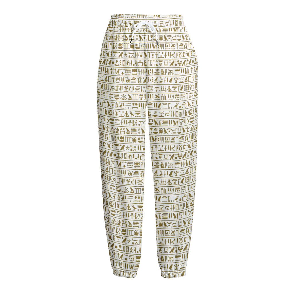 Egypt Hieroglyphs Pattern Print Fleece Lined Knit Pants