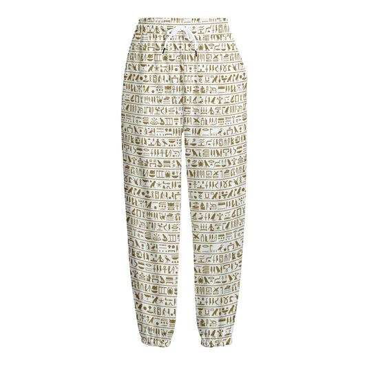 Egypt Hieroglyphs Pattern Print Fleece Lined Knit Pants