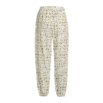 Egypt Hieroglyphs Pattern Print Fleece Lined Knit Pants