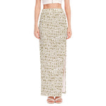 Egypt Hieroglyphs Pattern Print High Slit Maxi Skirt
