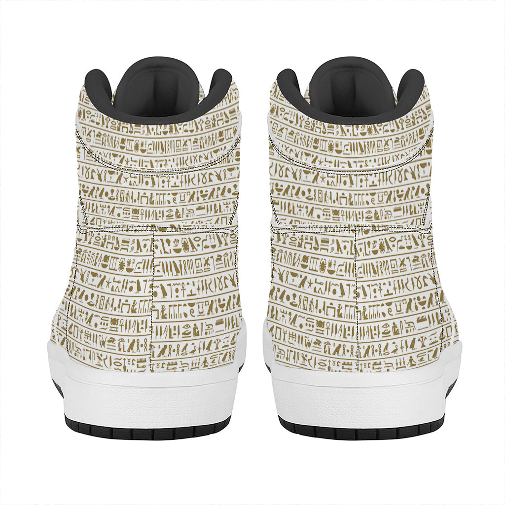 Egypt Hieroglyphs Pattern Print High Top Leather Sneakers