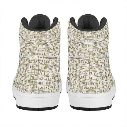 Egypt Hieroglyphs Pattern Print High Top Leather Sneakers