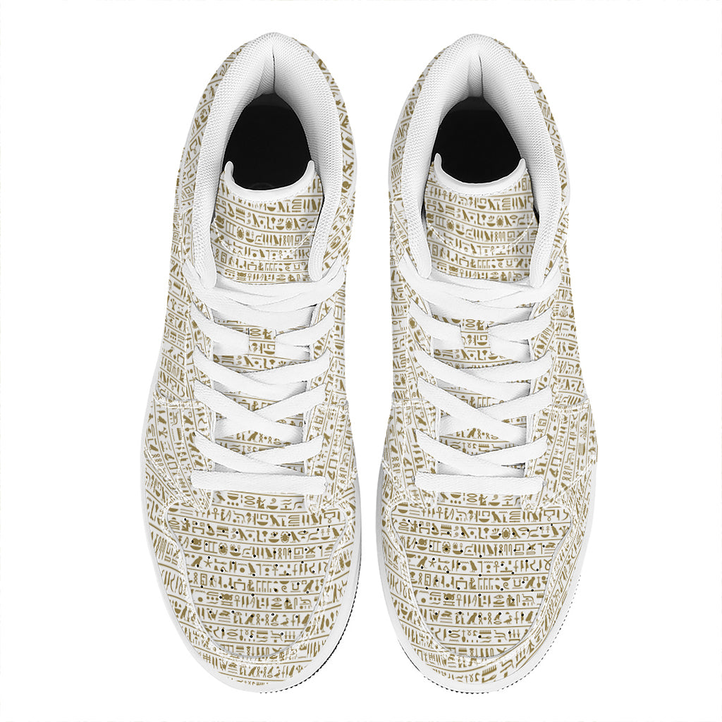 Egypt Hieroglyphs Pattern Print High Top Leather Sneakers