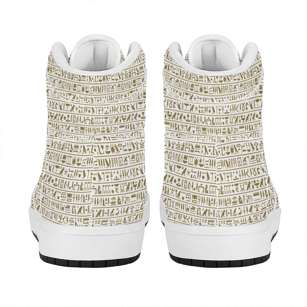 Egypt Hieroglyphs Pattern Print High Top Leather Sneakers