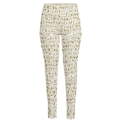 Egypt Hieroglyphs Pattern Print High-Waisted Pocket Leggings