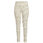 Egypt Hieroglyphs Pattern Print High-Waisted Pocket Leggings