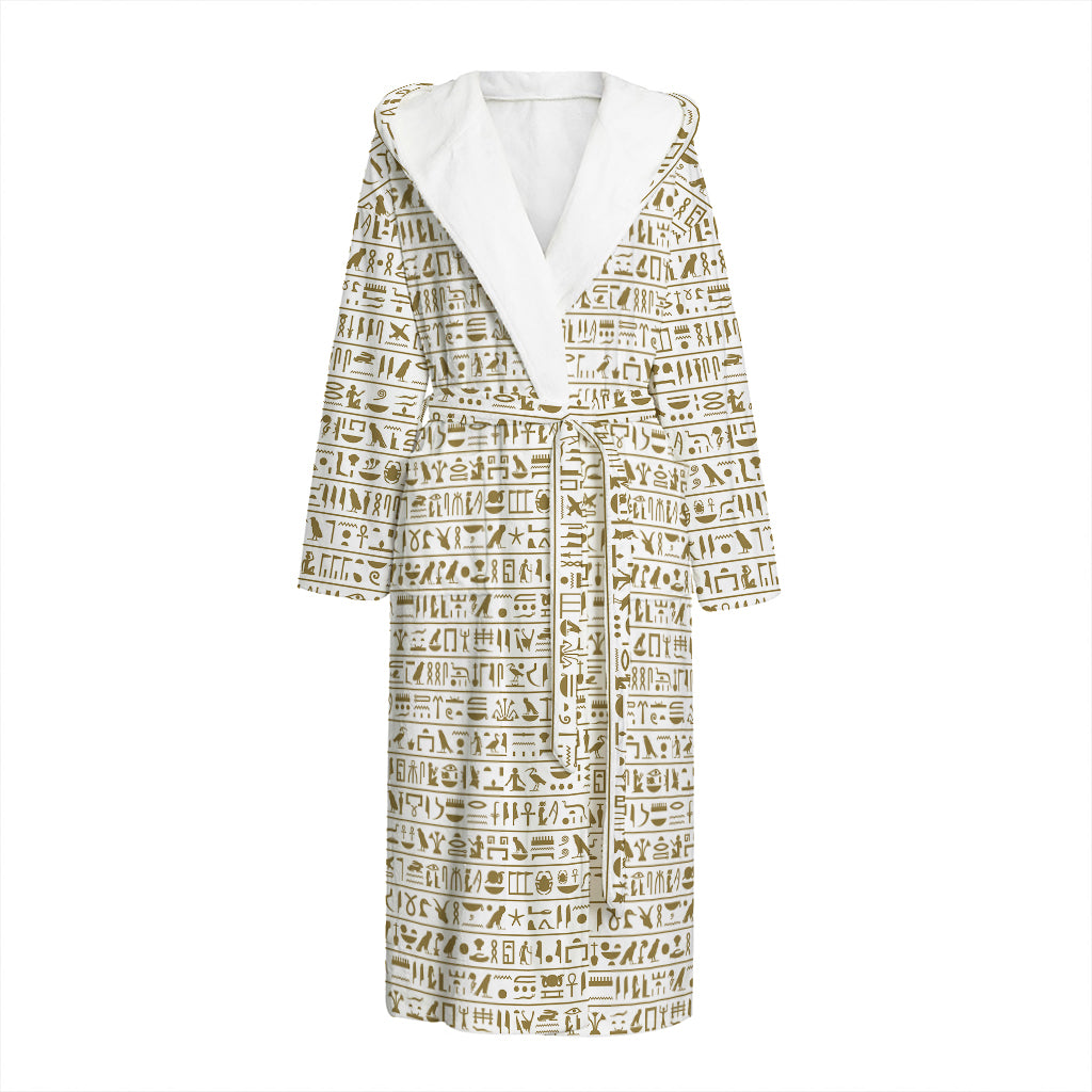 Egypt Hieroglyphs Pattern Print Hooded Bathrobe