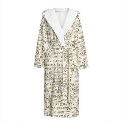 Egypt Hieroglyphs Pattern Print Hooded Bathrobe