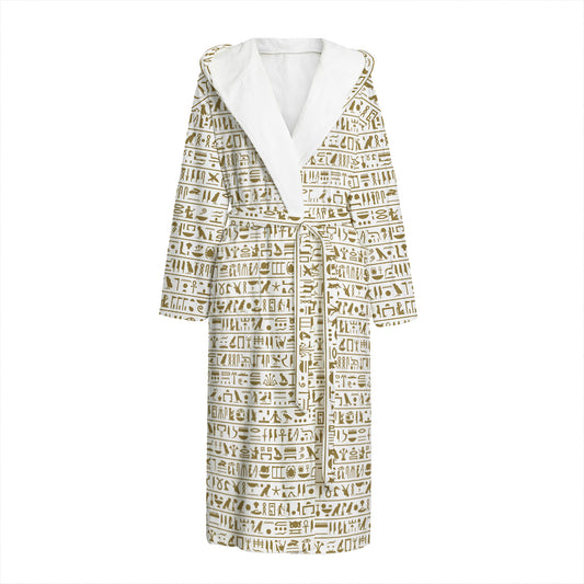 Egypt Hieroglyphs Pattern Print Hooded Bathrobe