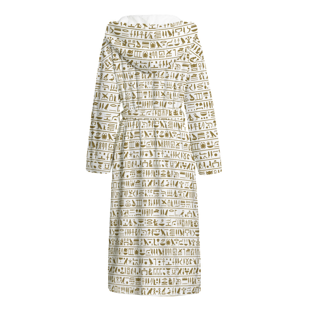 Egypt Hieroglyphs Pattern Print Hooded Bathrobe