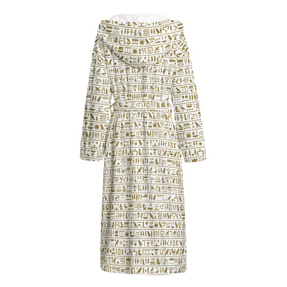Egypt Hieroglyphs Pattern Print Hooded Bathrobe