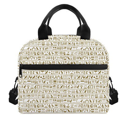 Egypt Hieroglyphs Pattern Print Insulated Lunch Bag