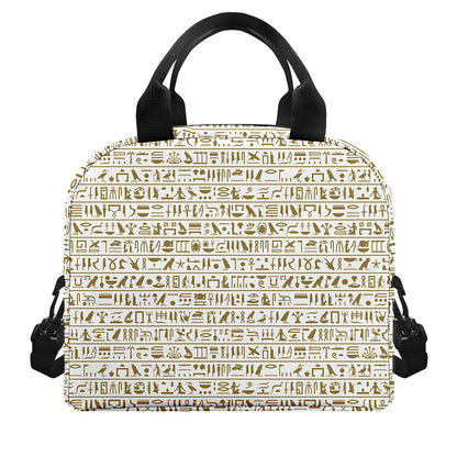 Egypt Hieroglyphs Pattern Print Insulated Lunch Bag