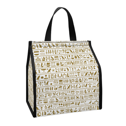 Egypt Hieroglyphs Pattern Print Insulated Lunch Tote