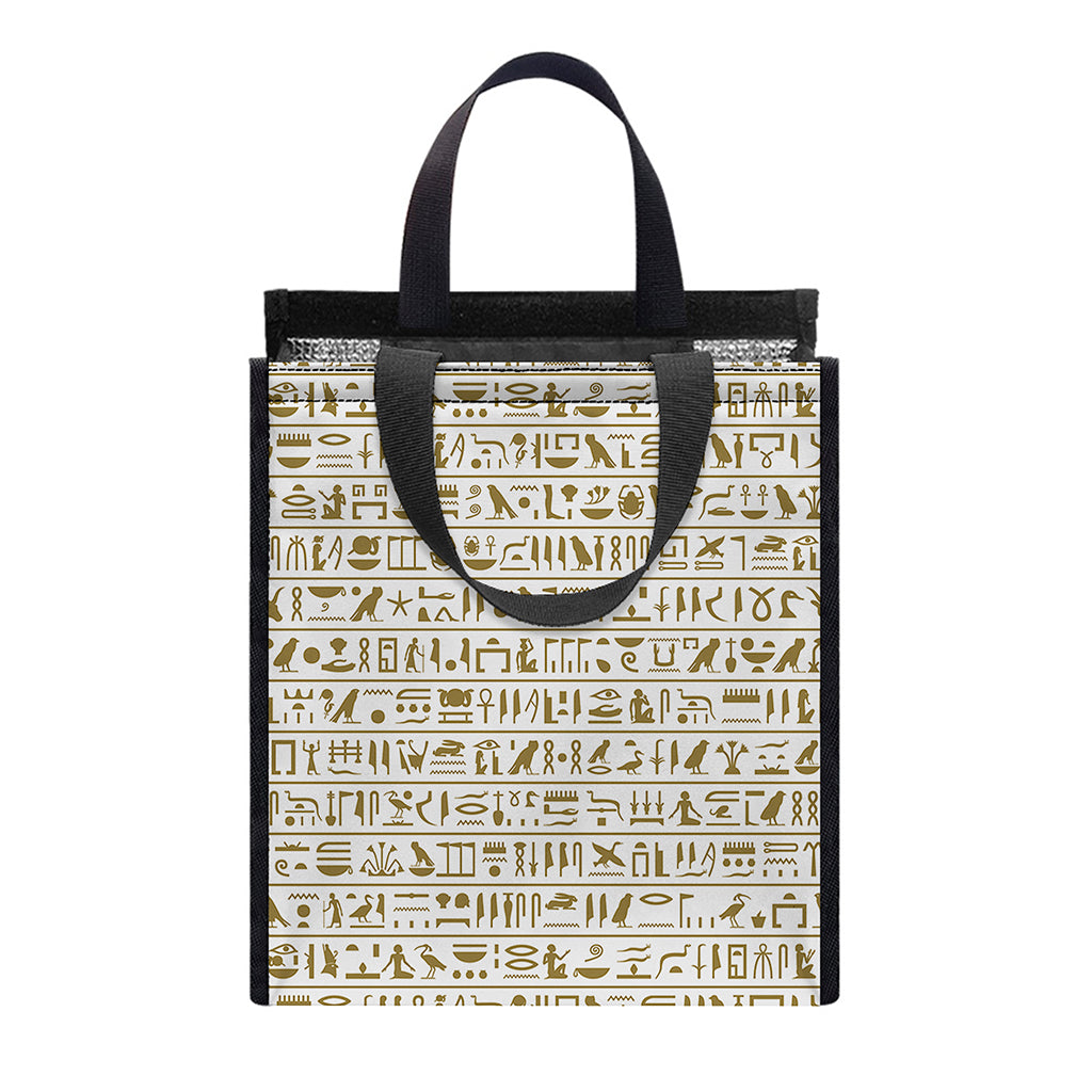 Egypt Hieroglyphs Pattern Print Insulated Lunch Tote