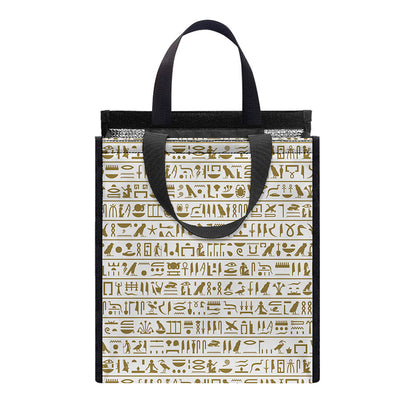 Egypt Hieroglyphs Pattern Print Insulated Lunch Tote