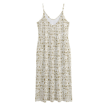 Egypt Hieroglyphs Pattern Print Jersey Midi Cami Dress
