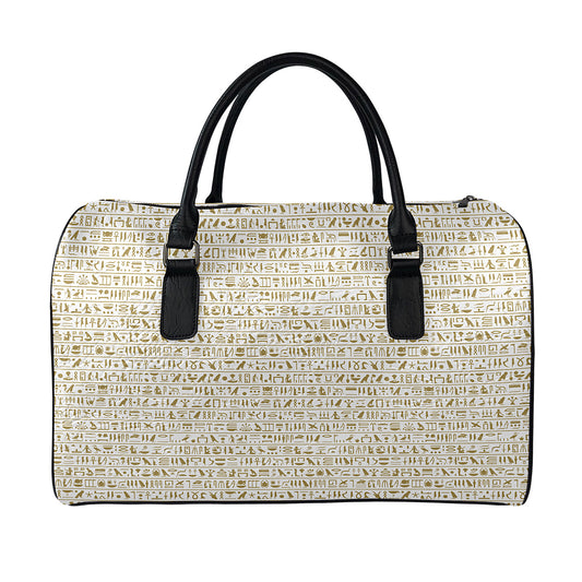 Egypt Hieroglyphs Pattern Print Leather Duffle Bag