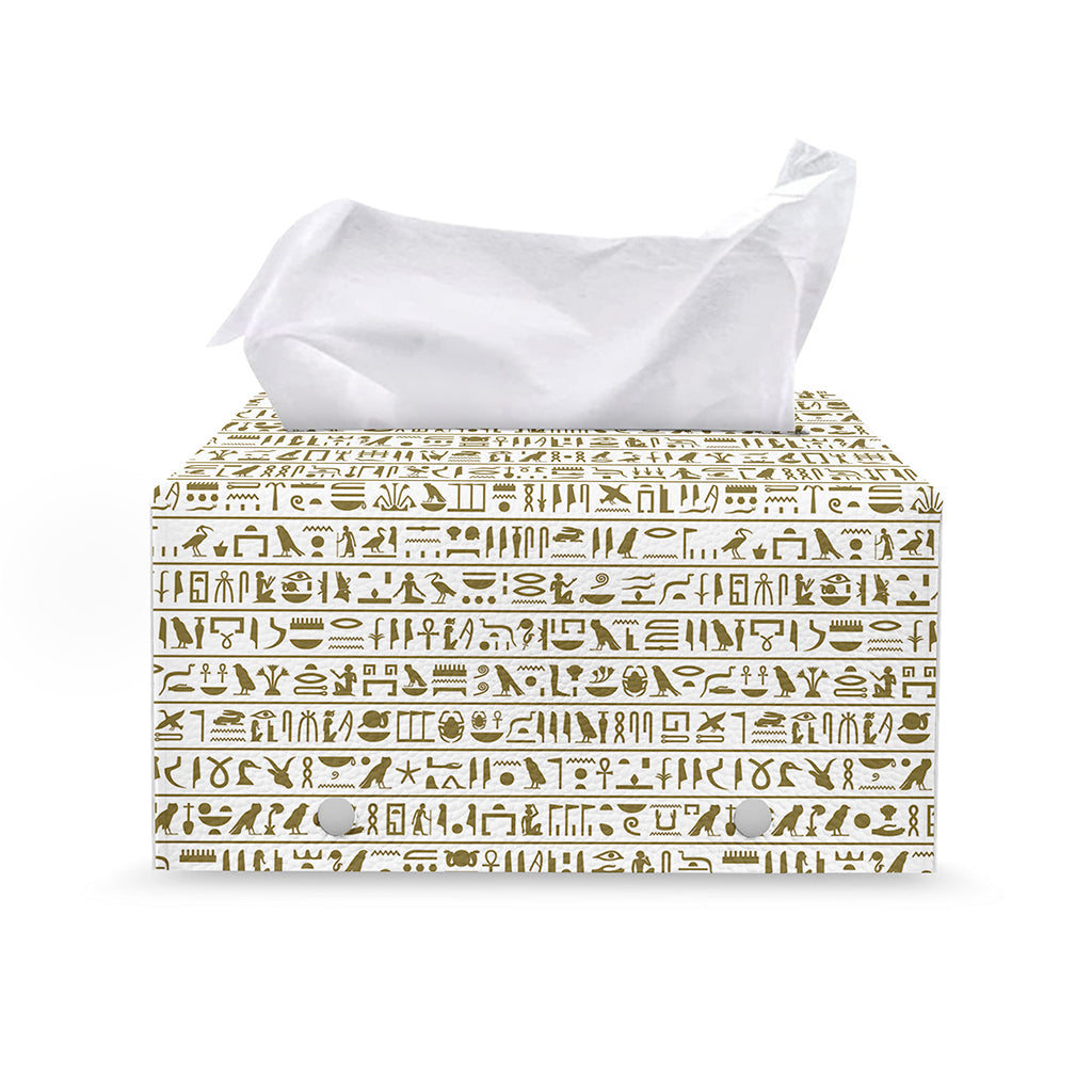 Egypt Hieroglyphs Pattern Print Leather Tissue Box Cover