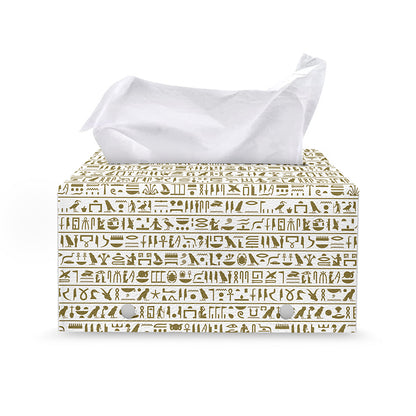 Egypt Hieroglyphs Pattern Print Leather Tissue Box Cover