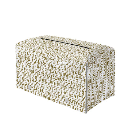 Egypt Hieroglyphs Pattern Print Leather Tissue Box Cover