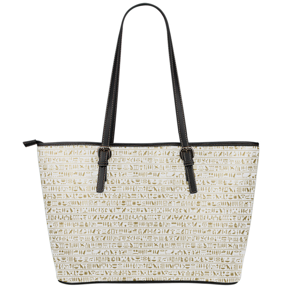 Egypt Hieroglyphs Pattern Print Leather Tote Bag