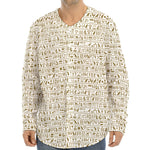 Egypt Hieroglyphs Pattern Print Long Sleeve Baseball Jersey