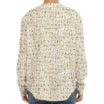 Egypt Hieroglyphs Pattern Print Long Sleeve Baseball Jersey