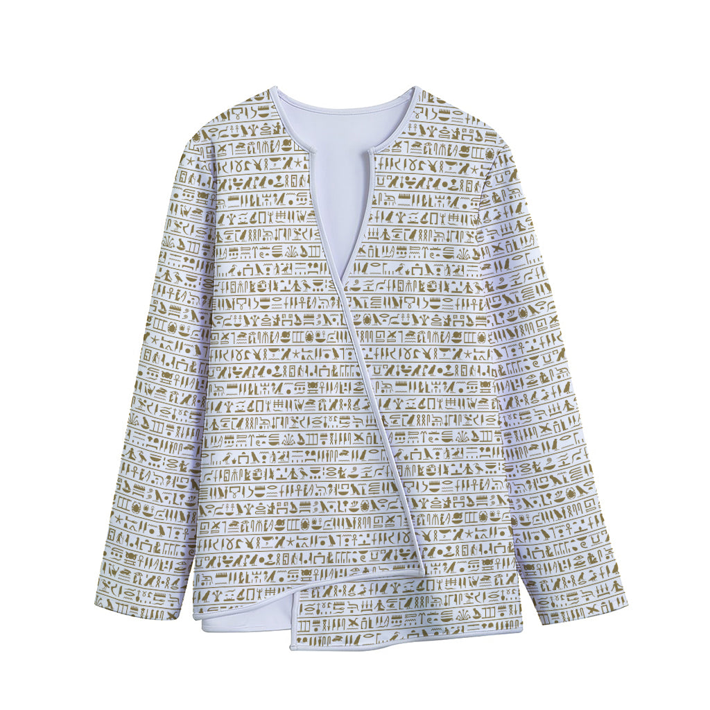 Egypt Hieroglyphs Pattern Print Long Sleeve Short Coat