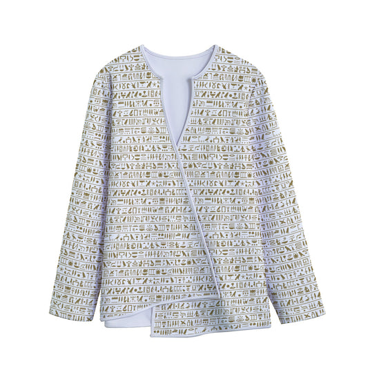 Egypt Hieroglyphs Pattern Print Long Sleeve Short Coat