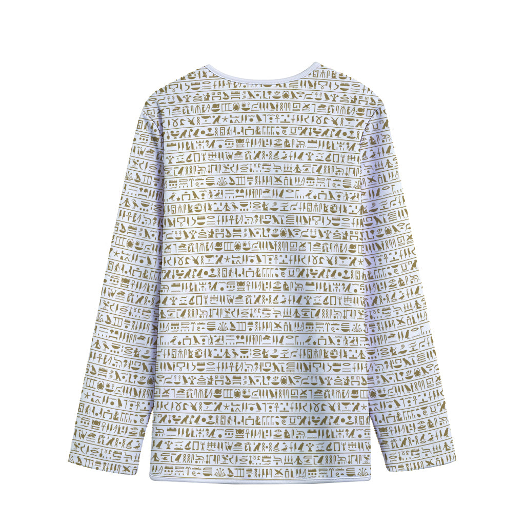 Egypt Hieroglyphs Pattern Print Long Sleeve Short Coat