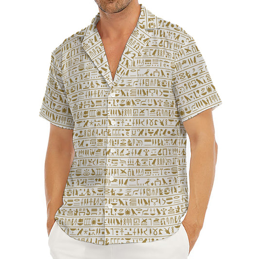 Egypt Hieroglyphs Pattern Print Men's Deep V-Neck Shirt