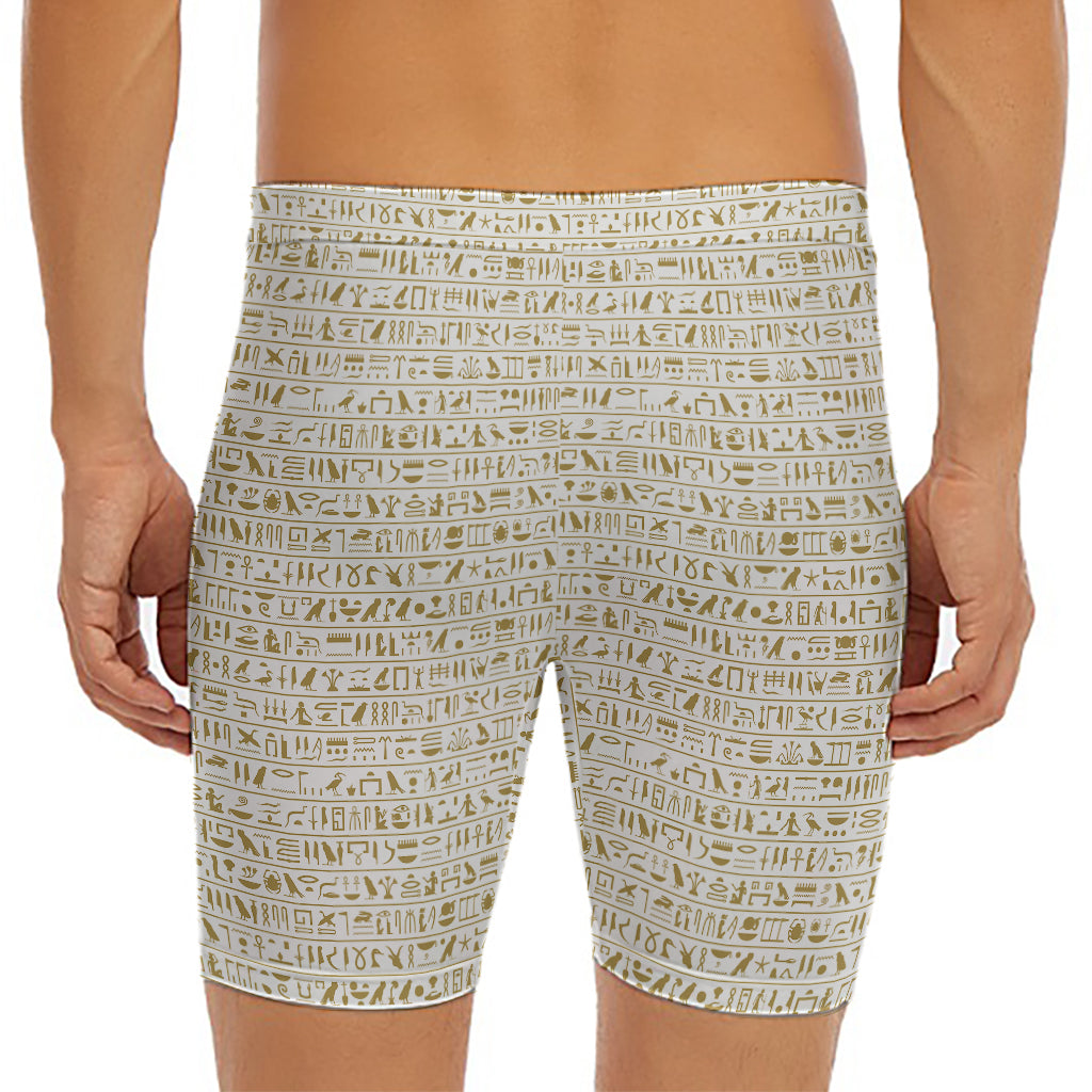 Egypt Hieroglyphs Pattern Print Men's Long Boxer Briefs