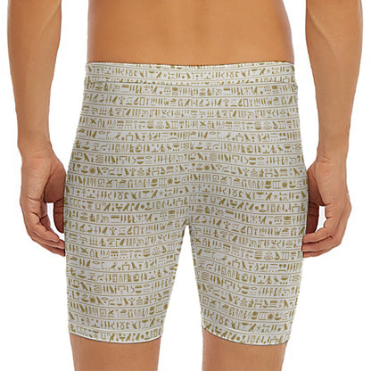 Egypt Hieroglyphs Pattern Print Men's Long Boxer Briefs