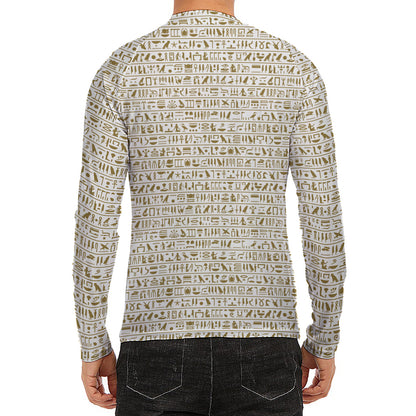 Egypt Hieroglyphs Pattern Print Men's Long Sleeve Rash Guard