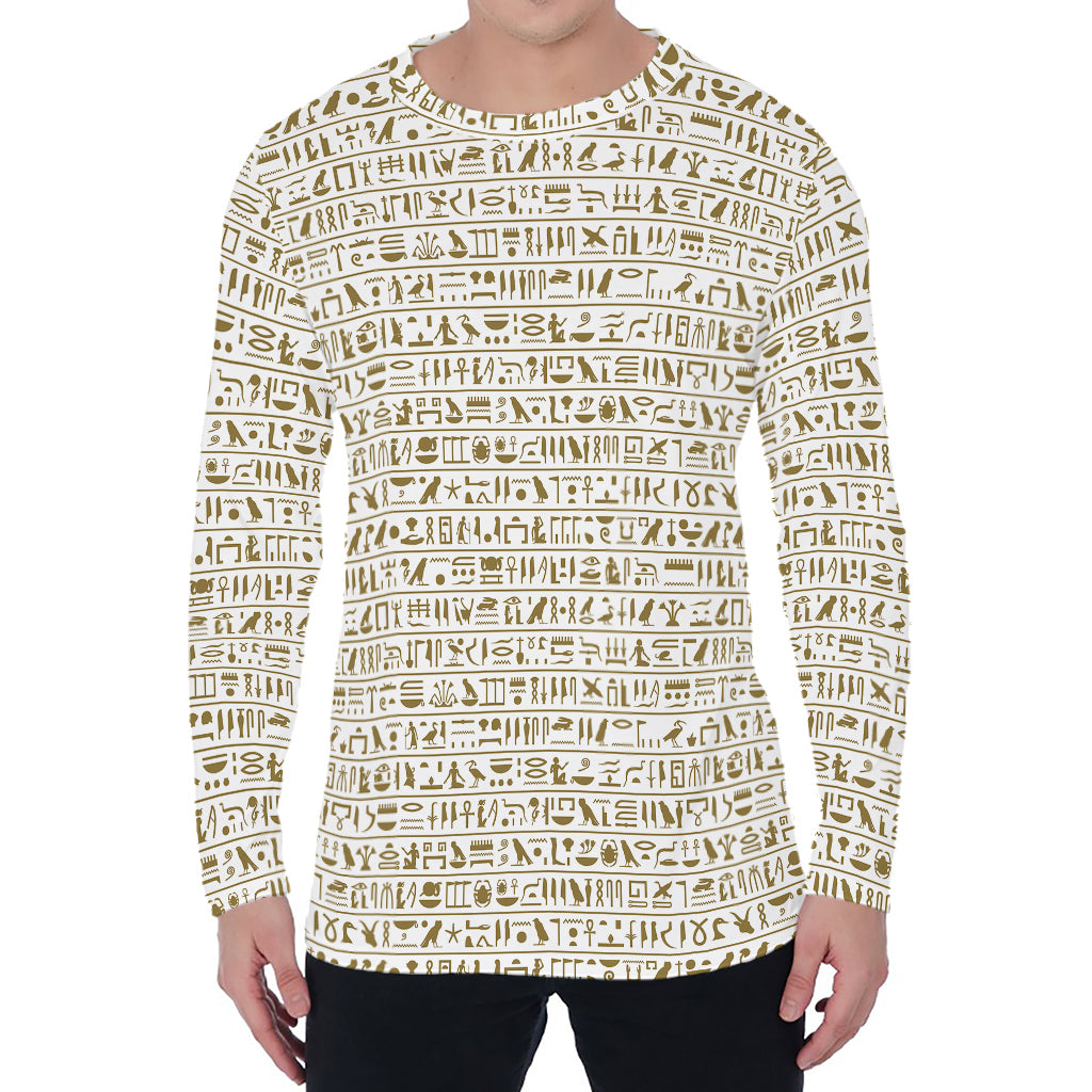 Egypt Hieroglyphs Pattern Print Men's Long Sleeve T-Shirt