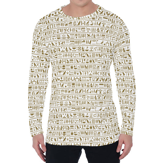 Egypt Hieroglyphs Pattern Print Men's Long Sleeve T-Shirt