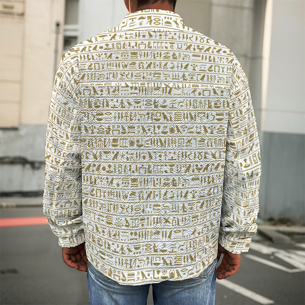 Egypt Hieroglyphs Pattern Print Men's Shirt Jacket