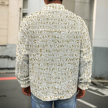 Egypt Hieroglyphs Pattern Print Men's Shirt Jacket