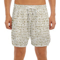 Egypt Hieroglyphs Pattern Print Men's Split Running Shorts
