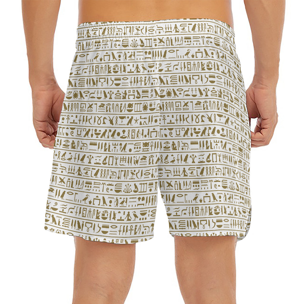 Egypt Hieroglyphs Pattern Print Men's Split Running Shorts