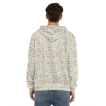 Egypt Hieroglyphs Pattern Print Men's Velvet Pullover Hoodie