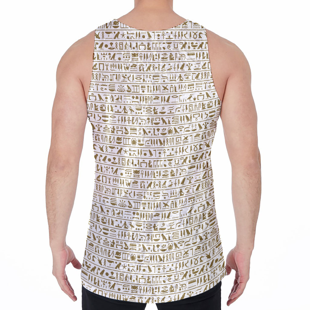 Egypt Hieroglyphs Pattern Print Men's Velvet Tank Top