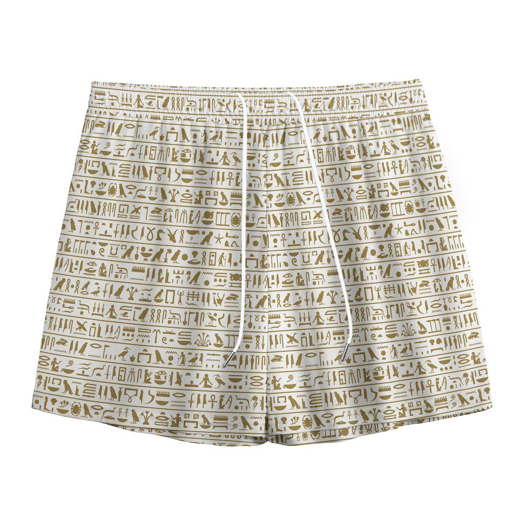 Egypt Hieroglyphs Pattern Print Mesh Shorts