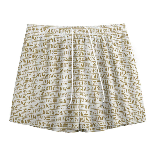 Egypt Hieroglyphs Pattern Print Mesh Shorts