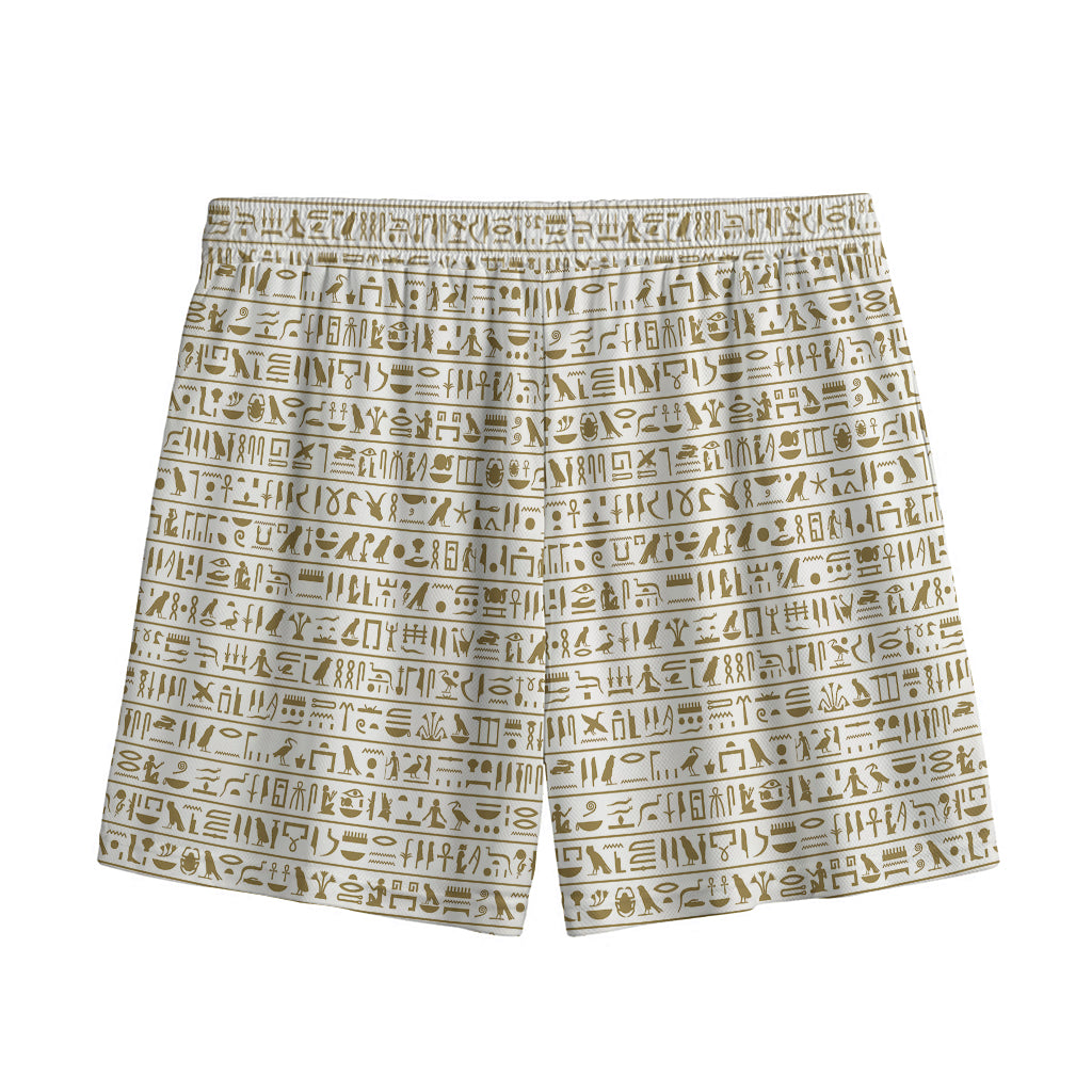 Egypt Hieroglyphs Pattern Print Mesh Shorts