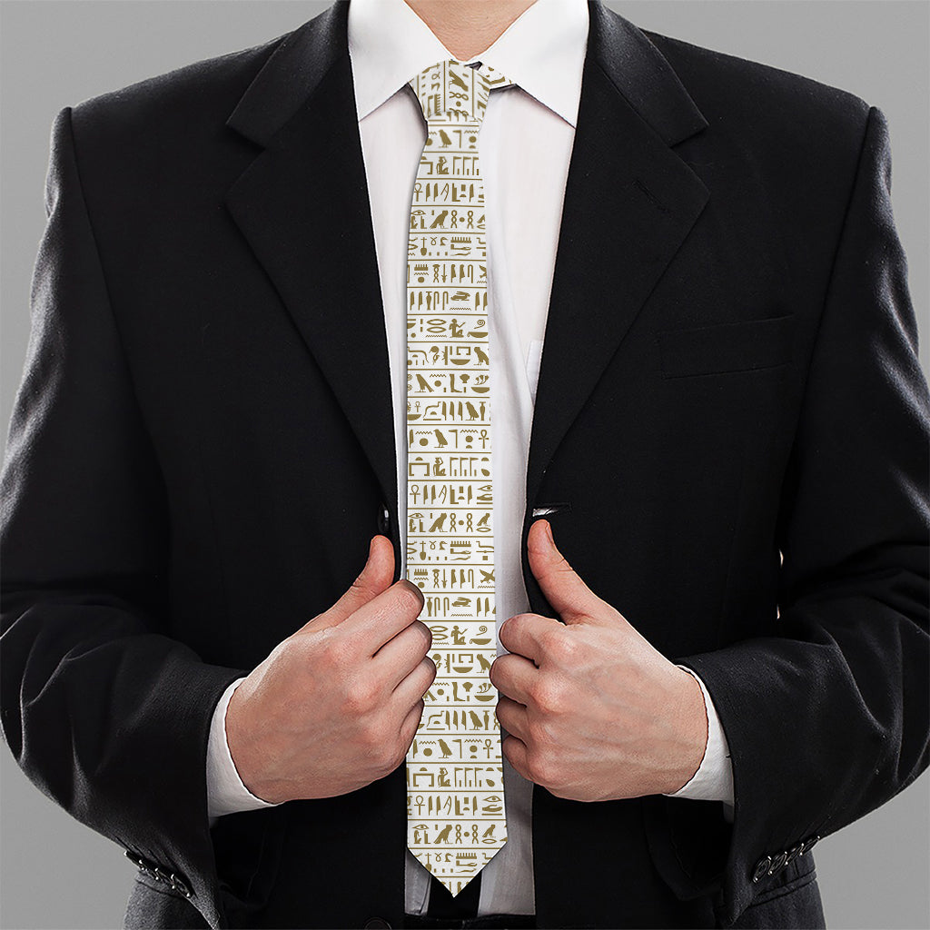 Egypt Hieroglyphs Pattern Print Necktie