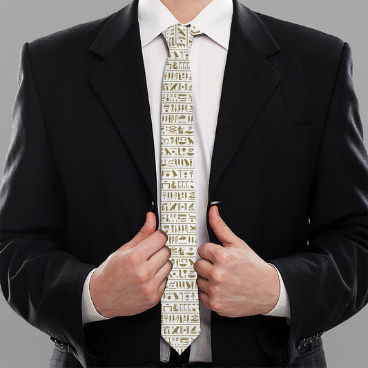 Egypt Hieroglyphs Pattern Print Necktie