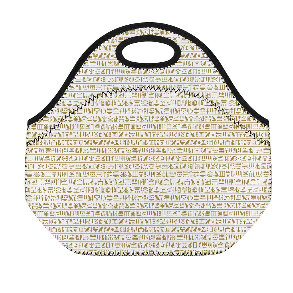 Egypt Hieroglyphs Pattern Print Neoprene Lunch Bag